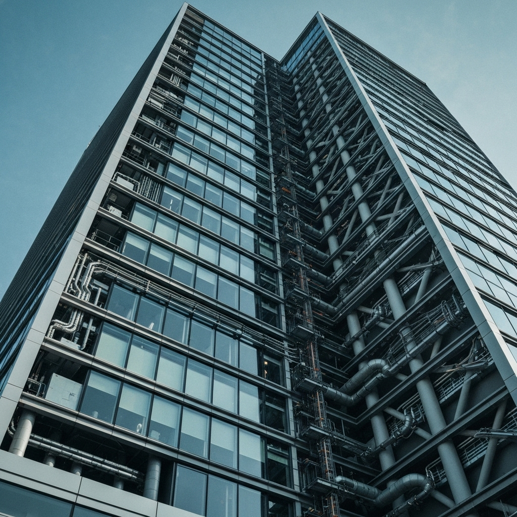 Bâtiment moderne avec systèmes techniques